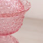 Vintage Pink Glass Daisy & Button Lidded Footed Dish