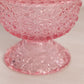 Vintage Pink Glass Daisy & Button Lidded Footed Dish