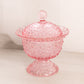 Vintage Pink Glass Daisy & Button Lidded Footed Dish