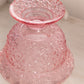 Vintage Pink Glass Daisy & Button Lidded Footed Dish