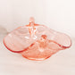 Vintage Pink Glass Double Bird Bowl