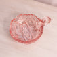 Vintage Pink Glass Handled Nappy Dish with Sawtooth Edge
