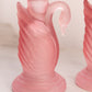 Vintage Pink Satin Glass Swan Candleholder