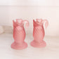 Vintage Pink Satin Glass Swan Candleholder
