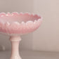 Vintage Pink White Rosalene Glass Compote with Floral Designs