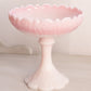 Vintage Pink White Rosalene Glass Compote with Floral Designs
