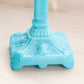 Vintage French Portieux Vallérysthal Ornate Blue Glass Square Base Candlestick