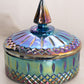 Vintage Princess Blue Carnival Lidded Dish with Pointy Finial