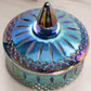 Vintage Princess Blue Carnival Lidded Dish with Pointy Finial
