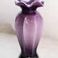 Purple Glass Vase with White Rim and Ruffle Edge