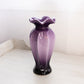 Purple Glass Vase with White Rim and Ruffle Edge