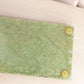 Vintage Rectangular Green Marble Tray with Gold Floral Designs (Made in Italy)