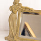 Vintage Rectangular Greenish Gold Metal Standing Mirror with Lady