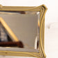 Vintage Rectangular Greenish Gold Metal Standing Mirror with Lady