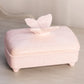 Vintage Rectangular Shell Pink Milk Glass Butterfly Divided Lidded Dish