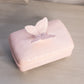 Vintage Rectangular Shell Pink Milk Glass Butterfly Divided Lidded Dish