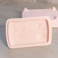 Vintage Rectangular Shell Pink Milk Glass Butterfly Divided Lidded Dish