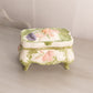 Vintage Rectangular White Ceramic Pink Floral Lidded Box