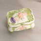 Vintage Rectangular White Ceramic Pink Floral Lidded Box