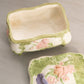 Vintage Rectangular White Ceramic Pink Floral Lidded Box