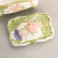 Vintage Rectangular White Ceramic Pink Floral Lidded Box