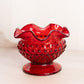 Vintage Red Amberina Olde Virginia Glass Fenton Hobnail Ruffle Vase (Glows)