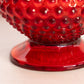 Vintage Red Amberina Olde Virginia Glass Fenton Hobnail Ruffle Vase (Glows)