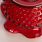 Vintage Red Amberina Olde Virginia Glass Fenton Hobnail Ruffle Vase (Glows)