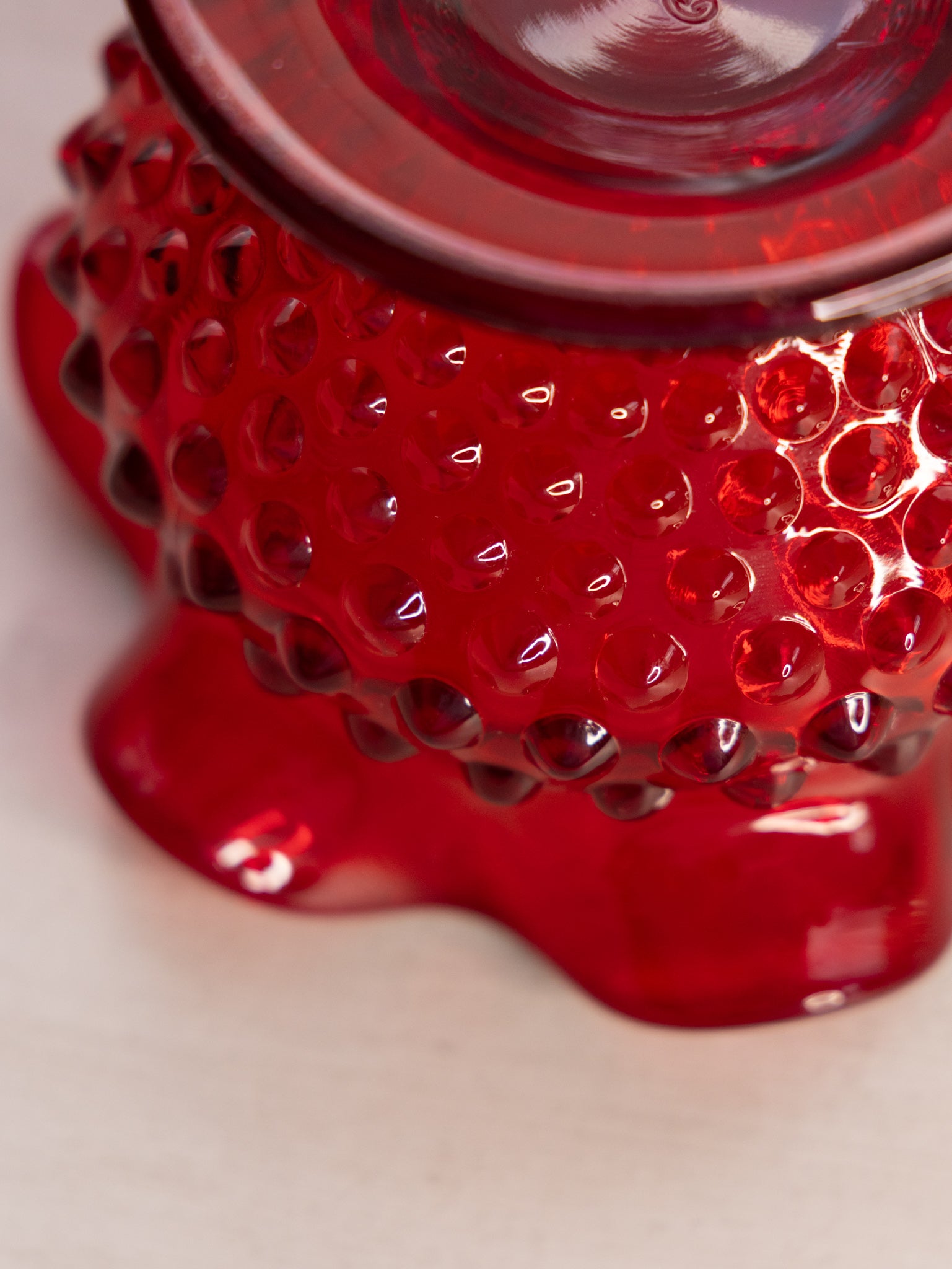 Fenton good Hobnail Ruby Red Ruffle Vase