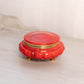 Vintage Red Orange Alabaster Stone Hinge Lid Jar with Gold Accents