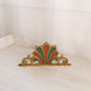 Vintage Salvage Brass Door Finial with Teal & Red Enamel Details
