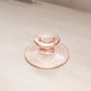 Vintage Short Small Circular Pink Glass Candleholder