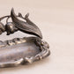 Vintage Silver Tone Metal and Glass Inkwell