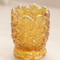 Vintage Small Amber Carnival Glass Daisy & Button Toothpick Holder