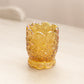 Vintage Small Amber Carnival Glass Daisy & Button Toothpick Holder
