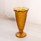 Vintage Small Amber Glass Hobnail Vase