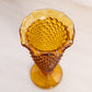 Vintage Small Amber Glass Hobnail Vase