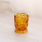Vintage Small Amber Glass Moon & Star Toothpick Holder