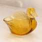 Vintage Small Amber Glass Swan Dish
