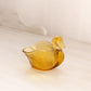 Vintage Small Amber Glass Swan Dish
