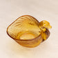 Vintage Small Amber Glass Swan Dish
