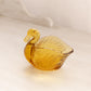 Vintage Small Amber Glass Swan Dish