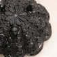 Vintage Small Black Glass Cane Pattern 3-Toed Bowl