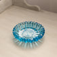 Vintage Small Blue Glass Daisy Flower Dish