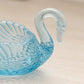 Vintage Small Blue Glass Swan Salt Cellar Toothpick Holder