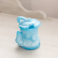 Vintage Small Blue Milk Glass Bird and Leaf Lidded Condiment Jar
