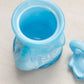 Vintage Small Blue Milk Glass Bird and Leaf Lidded Condiment Jar