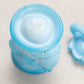 Vintage Small Blue Milk Glass Bird and Leaf Lidded Condiment Jar