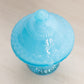 Vintage Small Blue Milk Glass Footed Lidded Dish with Floral Designs