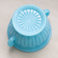 Vintage Small Blue Milk Glass Handled Lidded Dish with Bead Designs